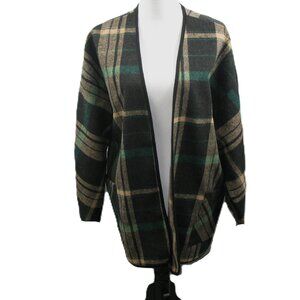 Chris & Carol Brown/Green Plaid Open Front Blazer OS